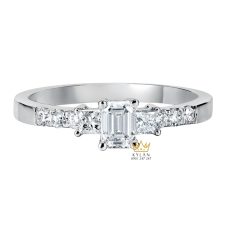 Nhẫn nữ vàng trắng Au750 đính kim cương