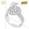 Nhẫn nữ vàng trắng Au750 đính kim cương