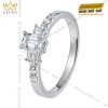 Nhẫn nữ vàng trắng Au750 đính kim cương