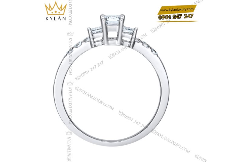 Nhẫn nữ vàng trắng Au750 đính kim cương