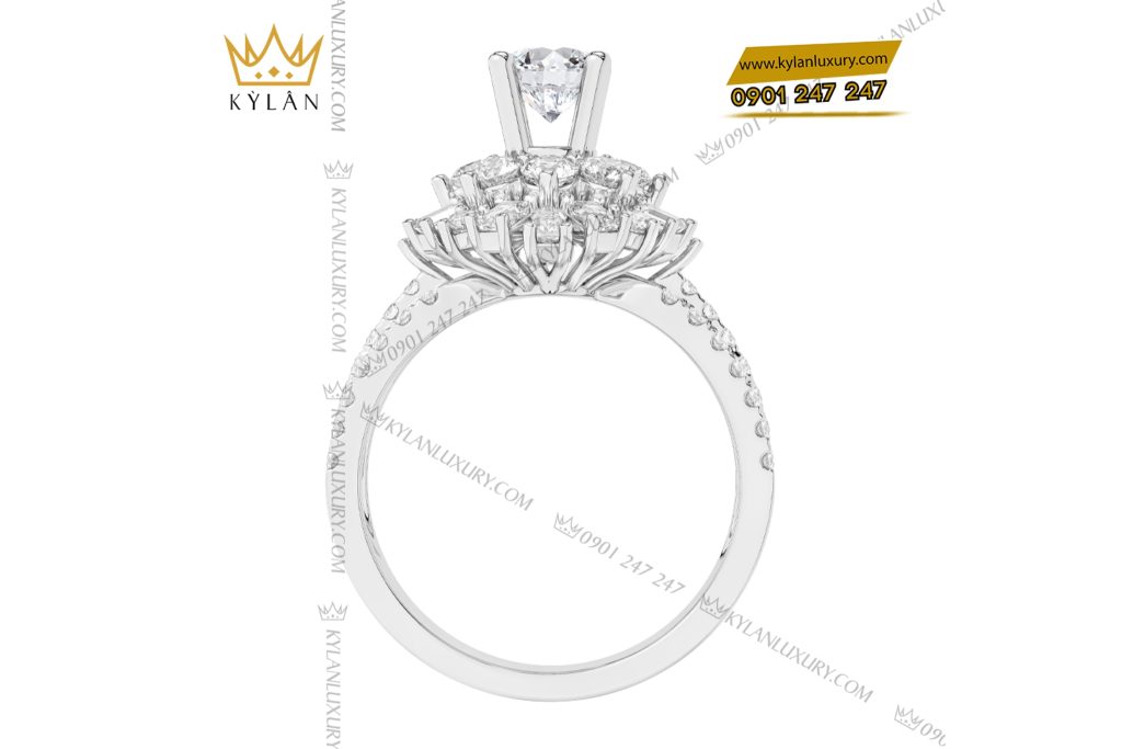 Nhẫn nữ vàng trắng Au750 đính kim cương