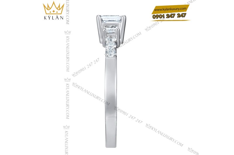 Nhẫn nữ vàng trắng Au750 đính kim cương