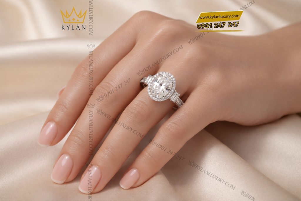 Kỳ Lân Luxury Nhan nu vang trang Au750 dinh kim cuong 7 3 Nhẫn nữ vàng trắng Au750 đính kim cương
