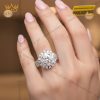Nhẫn nữ vàng trắng Au750 đính kim cương