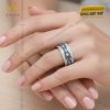 Nhẫn nữ vàng trắng Au750 đính kim cương và đá Topaz