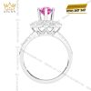 Nhẫn nữ vàng trắng Au750 đính kim cương và sapphire hồng