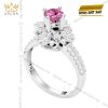 Nhẫn nữ vàng trắng Au750 đính kim cương và sapphire hồng