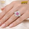 Nhẫn nữ vàng trắng Au750 đính kim cương và sapphire hồng