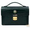 Kỳ Lân Luxury Tui Clutch da ca Alligator Dark Green 1 Túi Clutch da cá Alligator màu rêu đậm đính logo vàng LDH