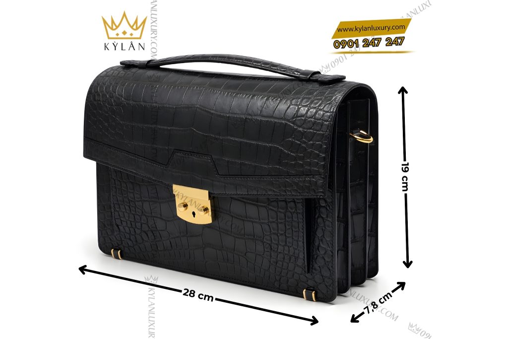 Túi Clutch da cá Alligator black