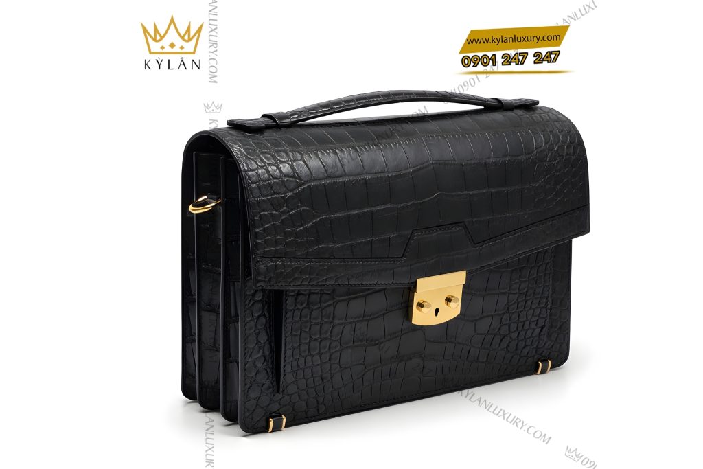 Kỳ Lân Luxury Tui Clutch da ca Alligator black 4 Túi Clutch da cá Alligator black