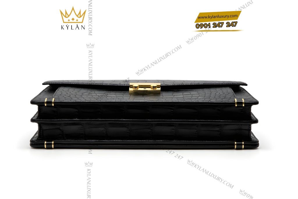 Kỳ Lân Luxury Tui Clutch da ca Alligator black 7 Túi Clutch da cá Alligator black