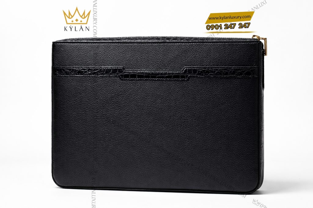 Kỳ Lân Luxury Tui xach da be mix da ca Alligator khoa van tay 2 Túi xách da bê mix da cá Alligator khóa vân tay