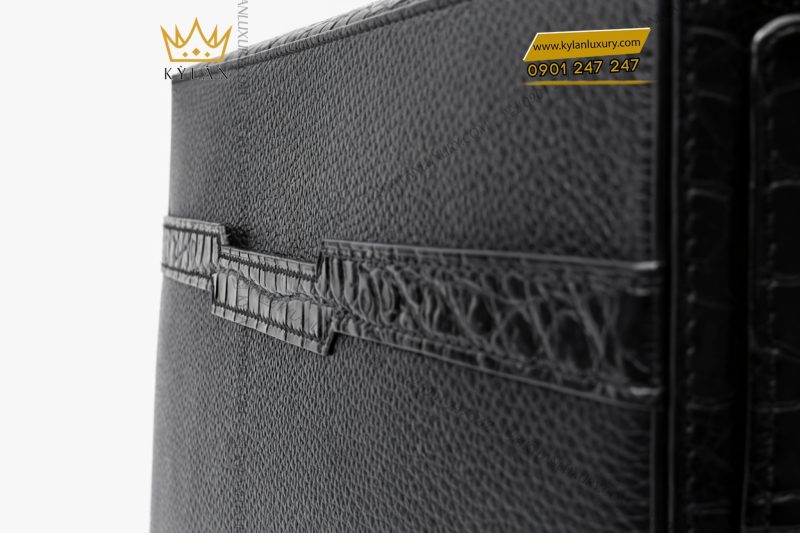Túi xách da bê mix da cá Alligator khóa vân tay