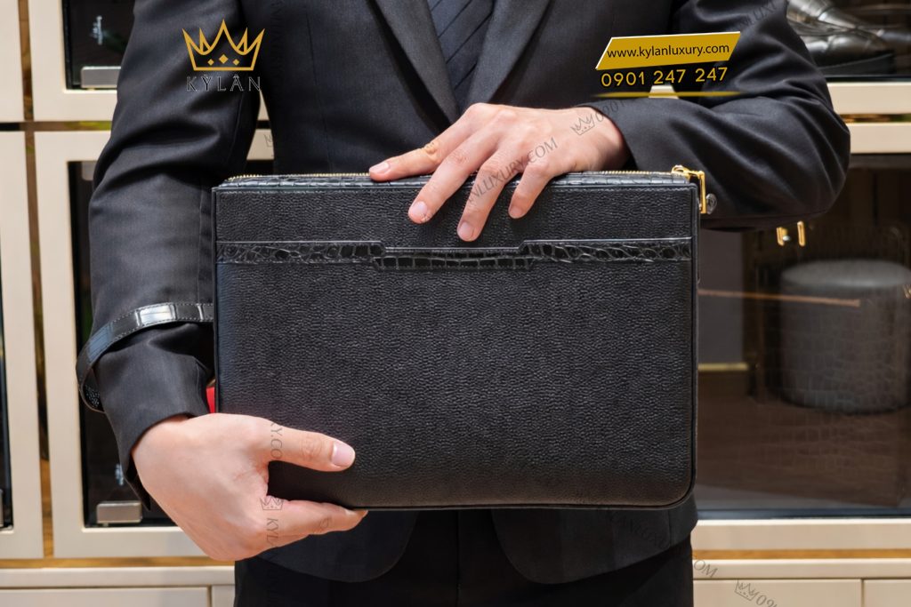 Túi xách da bê mix da cá Alligator khóa vân tay