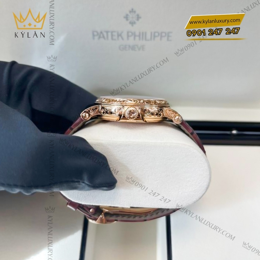 Kỳ Lân Luxury dong ho patek philippe grand complications vang hong cham khac 5160 500r 001 3 Đồng hồ Patek Philippe Grand Complications vàng hồng chạm khắc 5160/500R-001