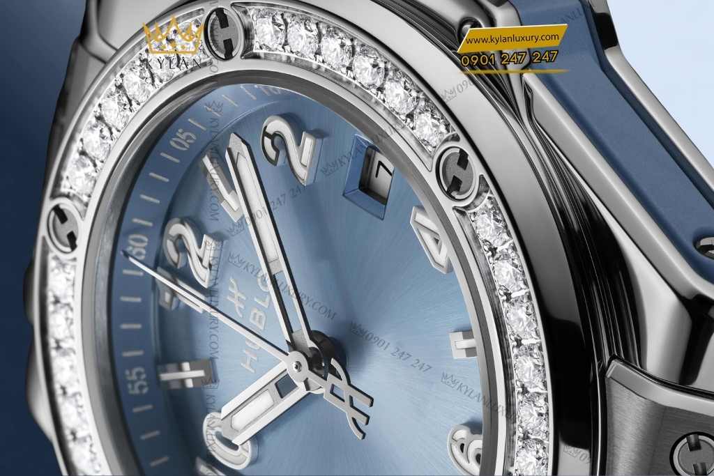 Kỳ Lân Luxury hublot big bang one click steel coal blue diamonds 33mm 2 Đồng hồ Hublot Big Bang One Click Steel Coal Blue Diamonds 33mm