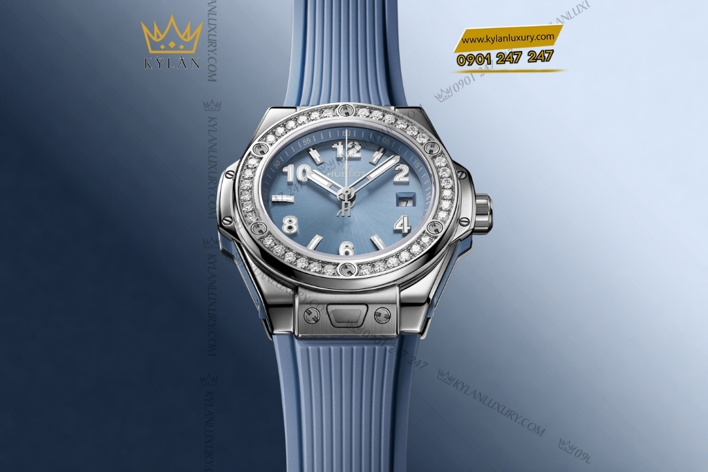 Kỳ Lân Luxury hublot big bang one click steel coal blue diamonds 33mm 6 Đồng hồ Hublot Big Bang One Click Steel Coal Blue Diamonds 33mm