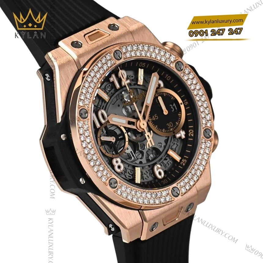 Kỳ Lân Luxury hublot big bang unico king gold diamonds 42mm 4 Đồng hồ Hublot Big Bang Unico King Gold Diamonds 42mm