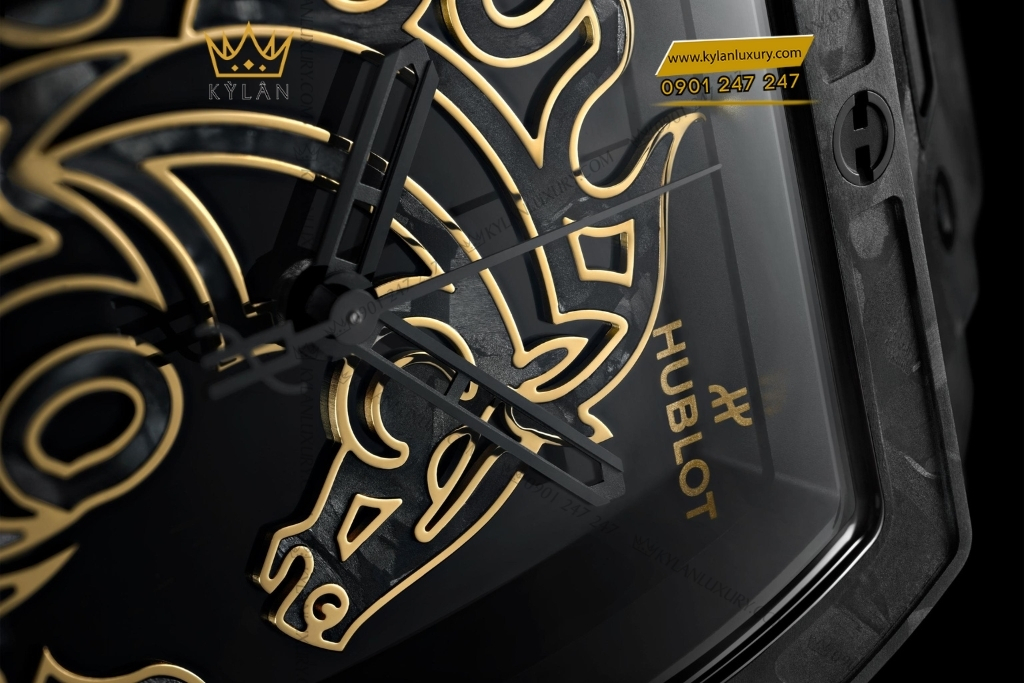 Kỳ Lân Luxury hublot spirit of big bang year of horse frosted carbon 42mm 2 Đồng hồ Hublot Spirit of Big Bang Year of the Horse Frosted Carbon 42mm