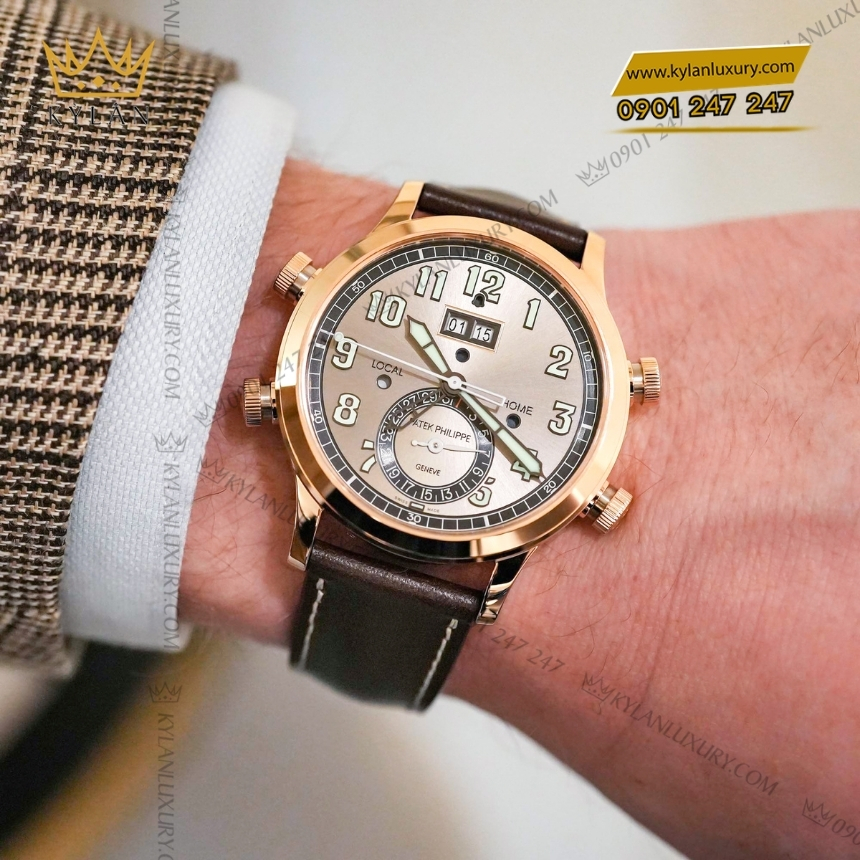 Kỳ Lân Luxury patek philippe 5520rg 001 vang hong xam sunburst 2 Đồng hồ Patek Philippe Grand Complications mặt xám sunburst 5520RG-001