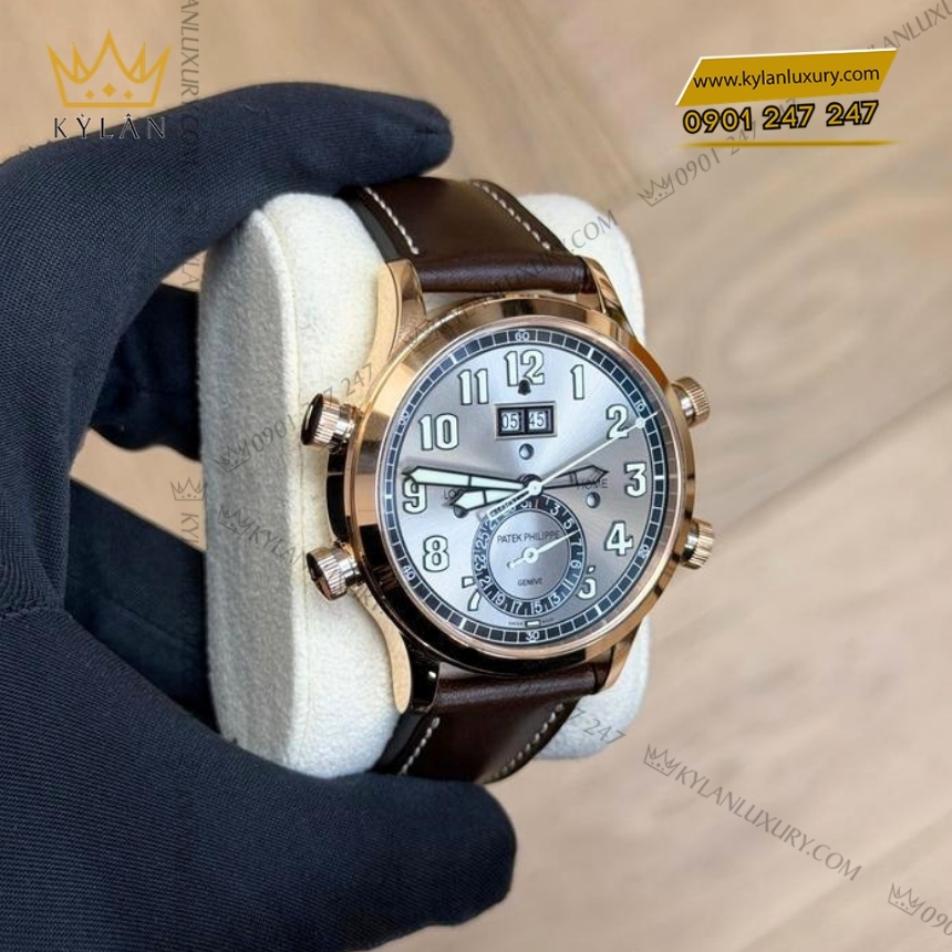 Kỳ Lân Luxury patek philippe 5520rg 001 vang hong xam sunburst 9 Đồng hồ Patek Philippe Grand Complications mặt xám sunburst 5520RG-001