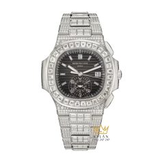 Đồng hồ Patek Philippe Nautilus vàng trắng đính kim 5980/1400G-010