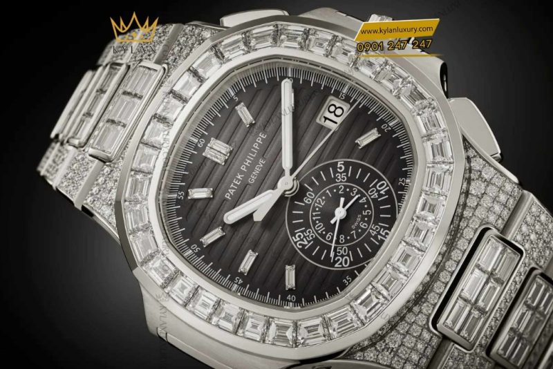 Đồng hồ Patek Philippe Nautilus vàng trắng đính kim 5980/1400G-010