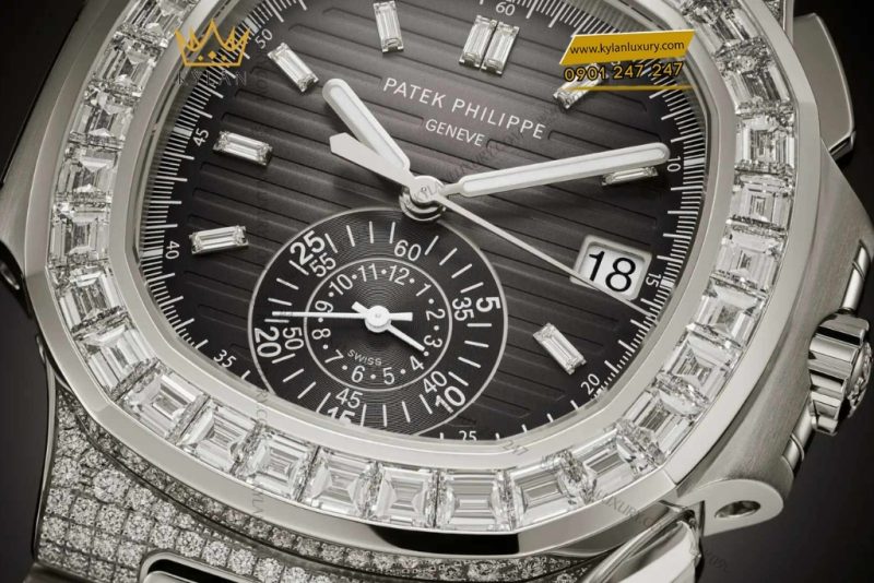 Đồng hồ Patek Philippe Nautilus vàng trắng đính kim 5980/1400G-010