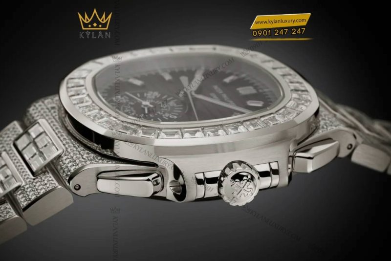Đồng hồ Patek Philippe Nautilus vàng trắng đính kim 5980/1400G-010