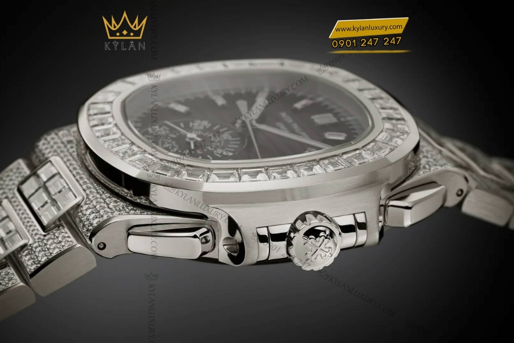 Kỳ Lân Luxury patek philippe nautilus 5980 1400g 010 vang trang kim cuong 5 Đồng hồ Patek Philippe Nautilus vàng trắng đính kim 5980/1400G-010