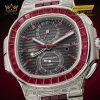 Đồng hồ Patek Philippe Nautilus vàng trắng ruby & kim cương 5990/1422G-001