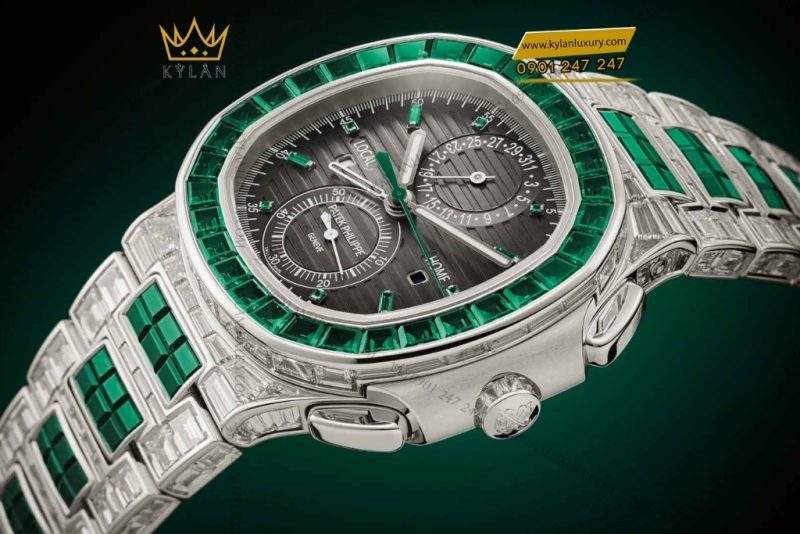 Đồng hồ Patek Philippe Nautilus vàng trắng emerald & kim cương 5990/1423G-001