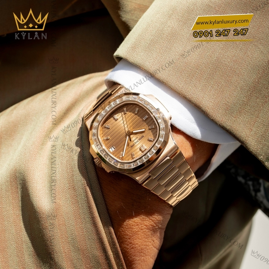 Kỳ Lân Luxury patek philippe nautilus mat vang hong vanh kim 5723 1r 001 3 Đồng hồ Patek Philippe Nautilus mặt vàng hồng vành kim 5723/1R-001