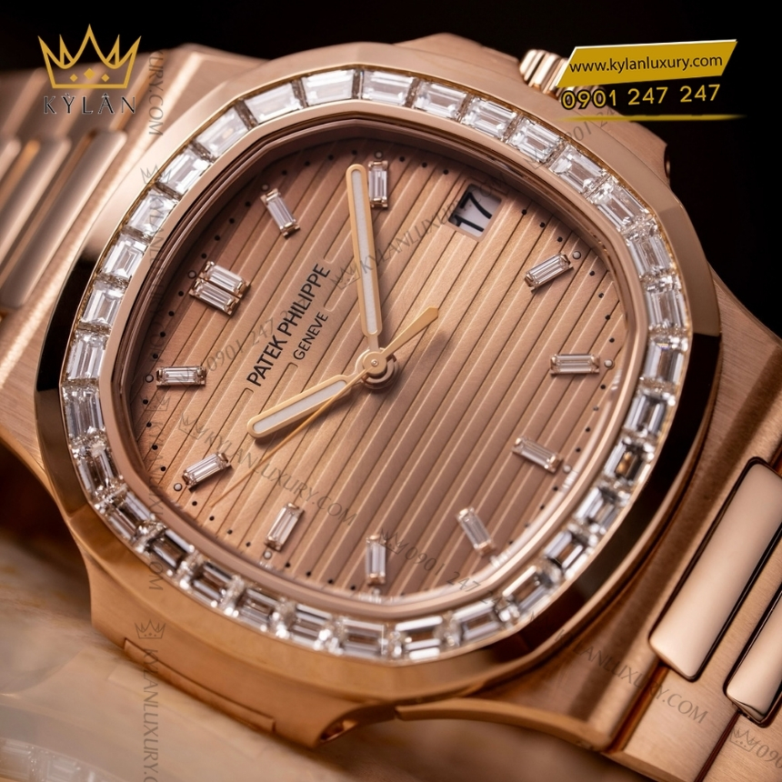 Kỳ Lân Luxury patek philippe nautilus mat vang hong vanh kim 5723 1r 001 8 Đồng hồ Patek Philippe Nautilus mặt vàng hồng vành kim 5723/1R-001