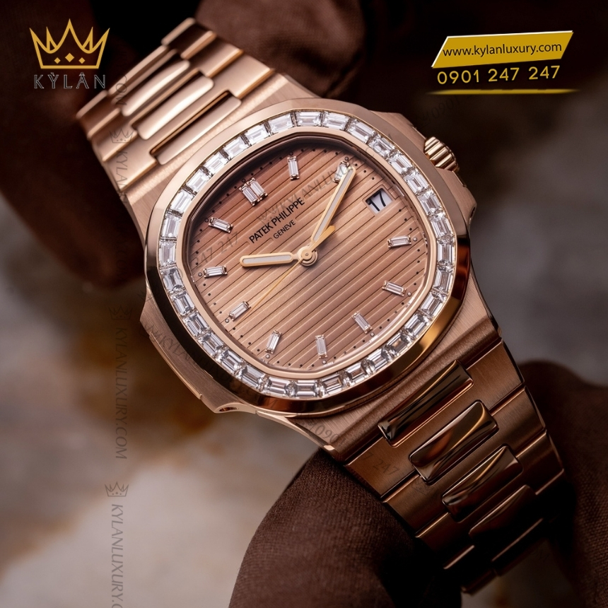 Kỳ Lân Luxury patek philippe nautilus mat vang hong vanh kim 5723 1r 001 9 Đồng hồ Patek Philippe Nautilus mặt vàng hồng vành kim 5723/1R-001