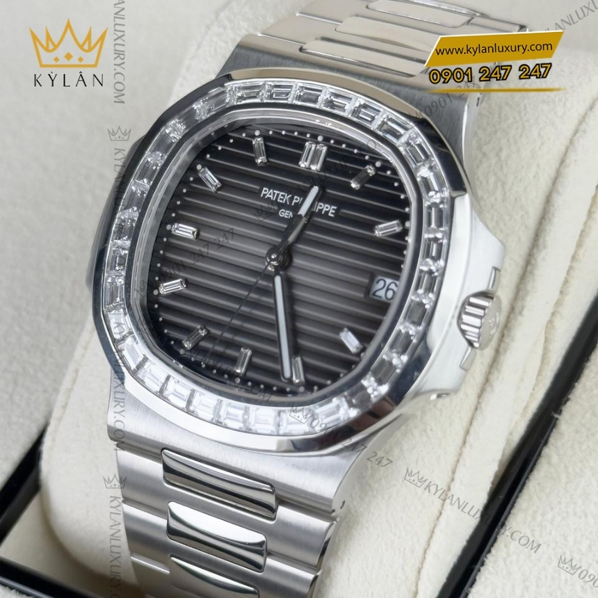 Kỳ Lân Luxury patek philippe nautilus platinum vanh kim cuong 5711 110p 001 5 Đồng hồ Patek Philippe Nautilus Platinum vành kim cương 5711/110P-001