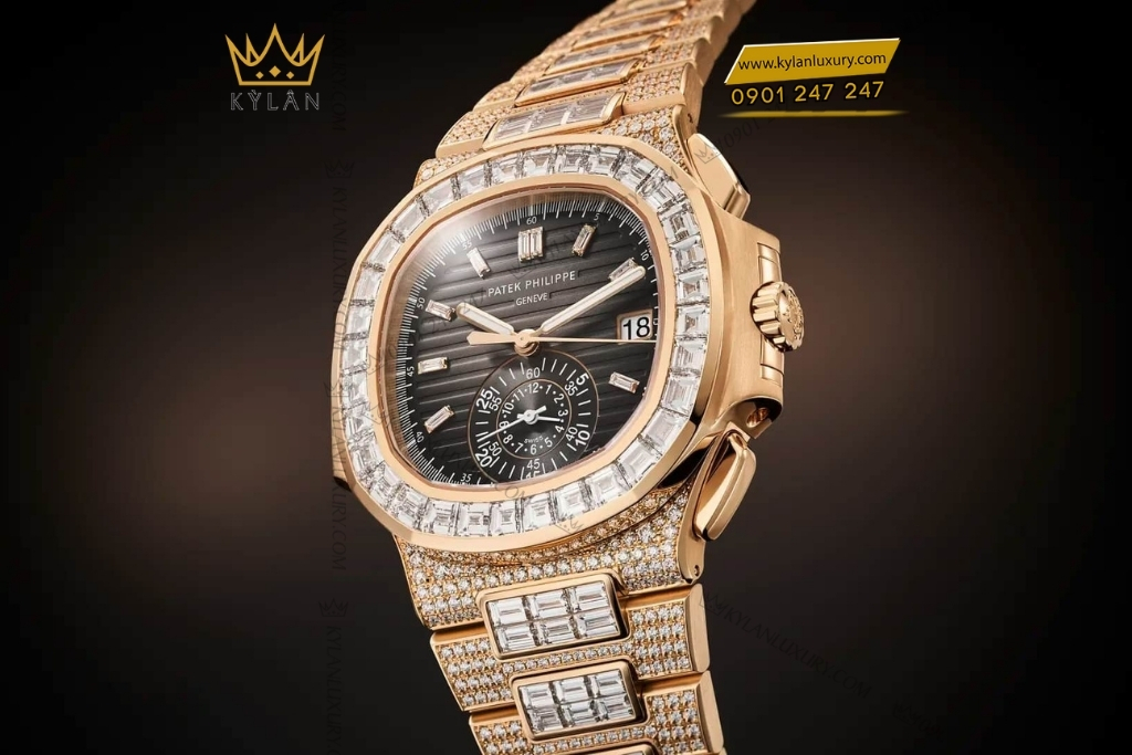 Kỳ Lân Luxury patek philippe nautilus vang hong 5980 1400r 011 3 Đồng hồ Patek Philippe Nautilus vàng hồng đính kim 5980/1400R-011