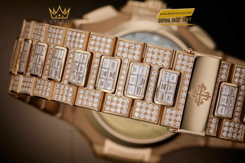 Đồng hồ Patek Philippe Nautilus vàng hồng đính kim 5980/1400R-011