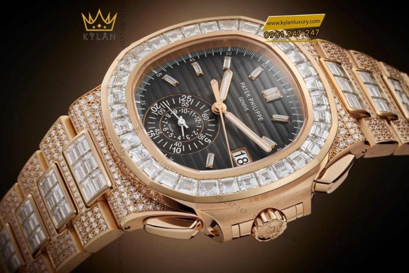 Đồng hồ Patek Philippe Nautilus vàng hồng đính kim 5980/1400R-011
