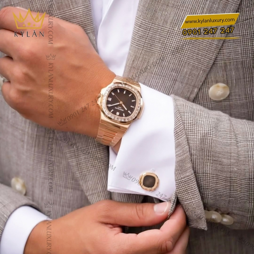 Kỳ Lân Luxury patek philippe nautilus vang hong vanh kim vuong 5723 1r 010 3 Đồng hồ Patek Philippe Nautilus vàng hồng vành kim vuông 5723/1R-010