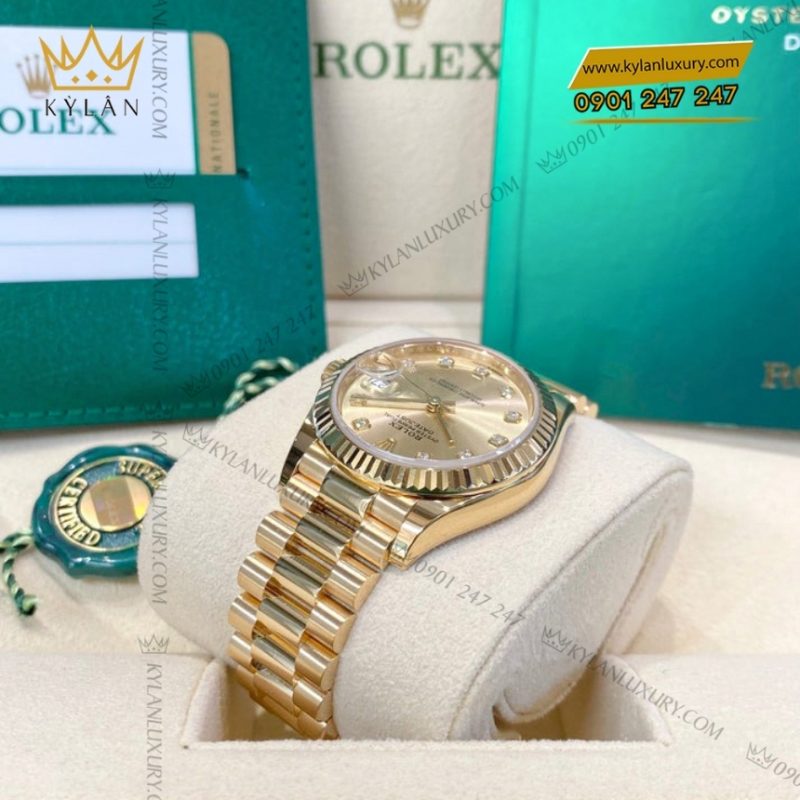 Đồng hồ Rolex Datejust 31 mặt champagne nạm kim cương 278278-0009