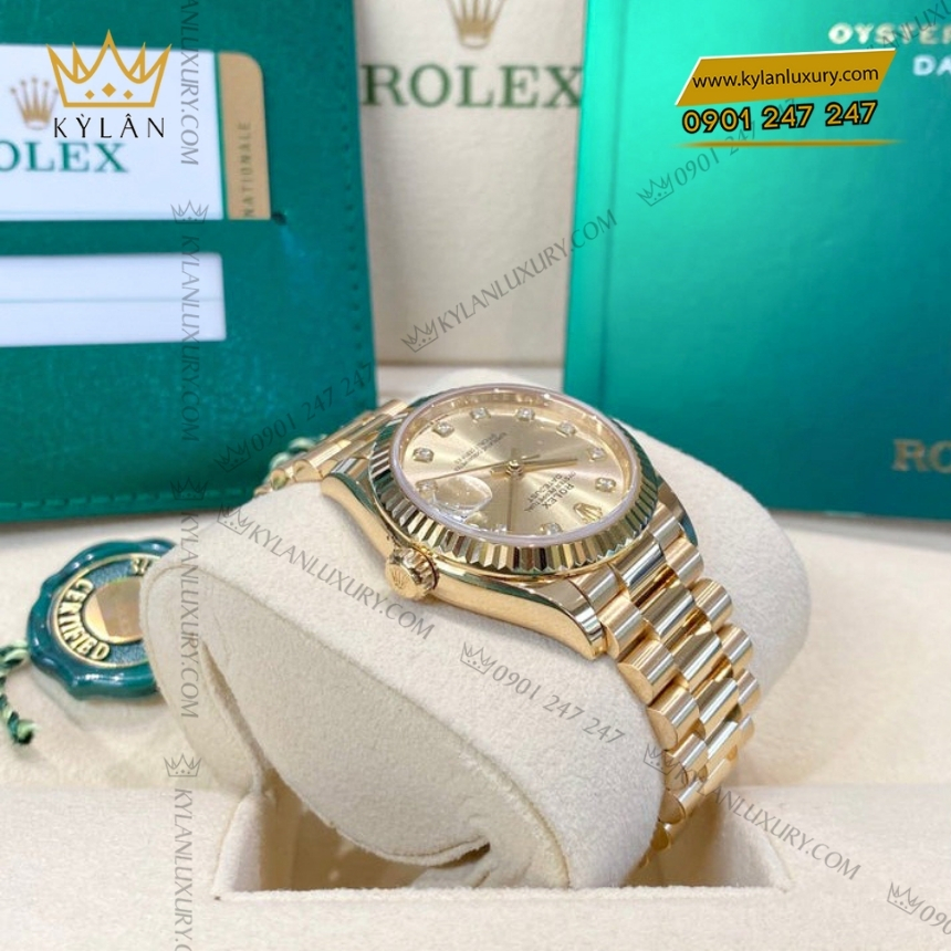 Kỳ Lân Luxury rolex datejust 31 278278 0009 champagne kim cuong 4 Đồng hồ Rolex Datejust 31 mặt champagne nạm kim cương 278278-0009
