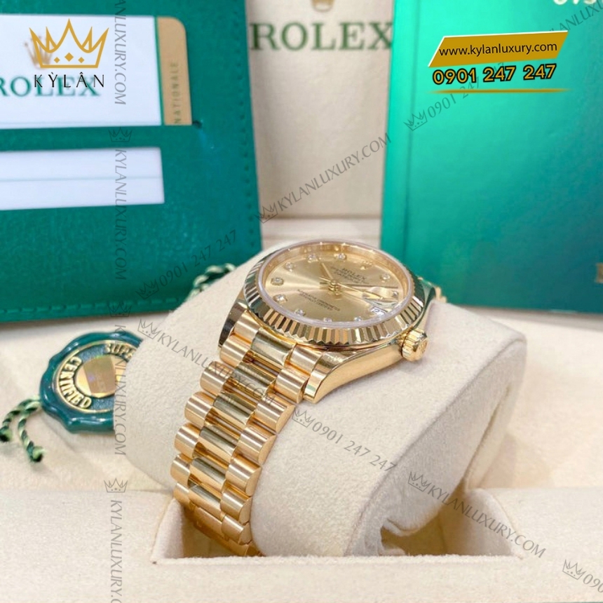 Kỳ Lân Luxury rolex datejust 31 278278 0009 champagne kim cuong 5 1 Đồng hồ Rolex Datejust 31 mặt champagne nạm kim cương 278278-0009