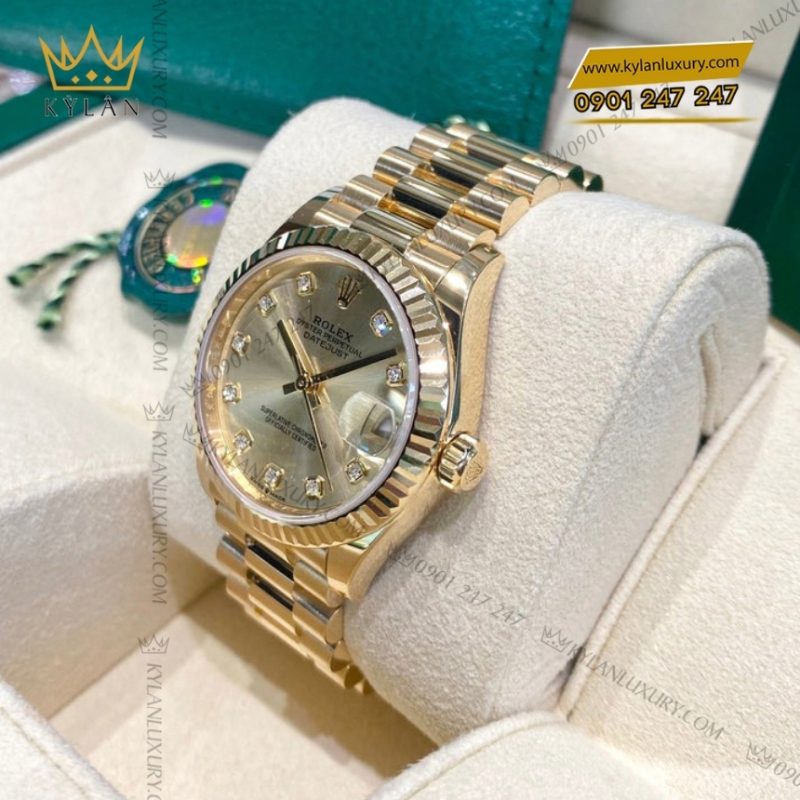 Đồng hồ Rolex Datejust 31 mặt champagne nạm kim cương 278278-0009