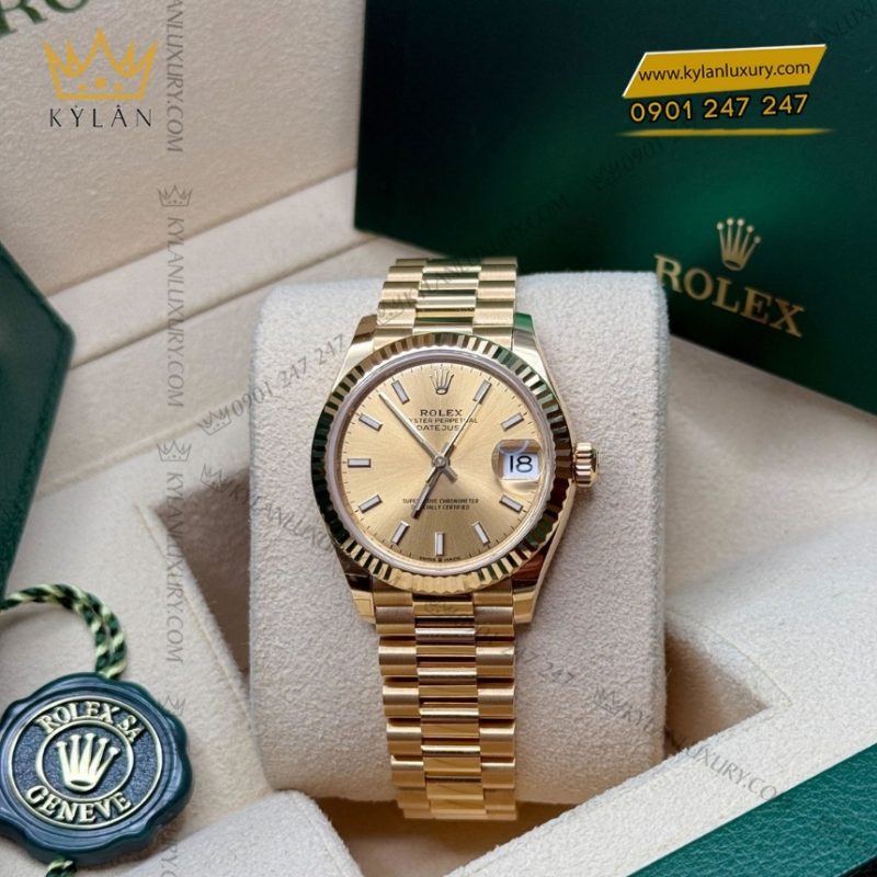 Đồng hồ Rolex Datejust 31 mặt champagne cọc dạ quang 278278-0040