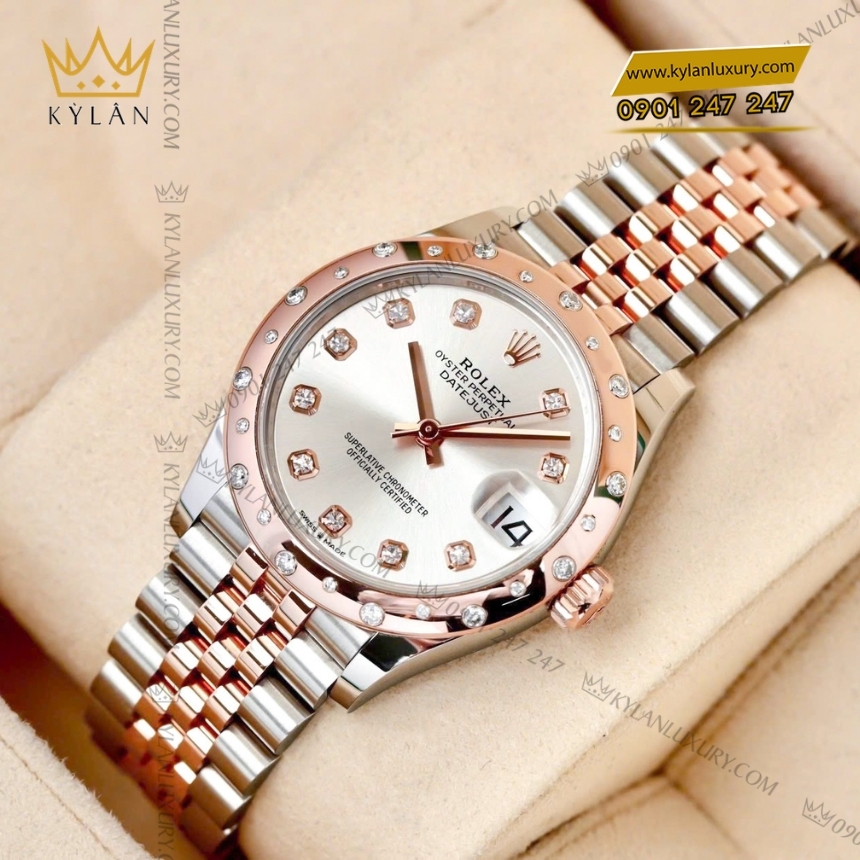 Kỳ Lân Luxury rolex datejust 31 278341rbr 0016 silver dial 3 Đồng hồ Rolex Datejust 31 mặt số bạc 278341RBR-0016