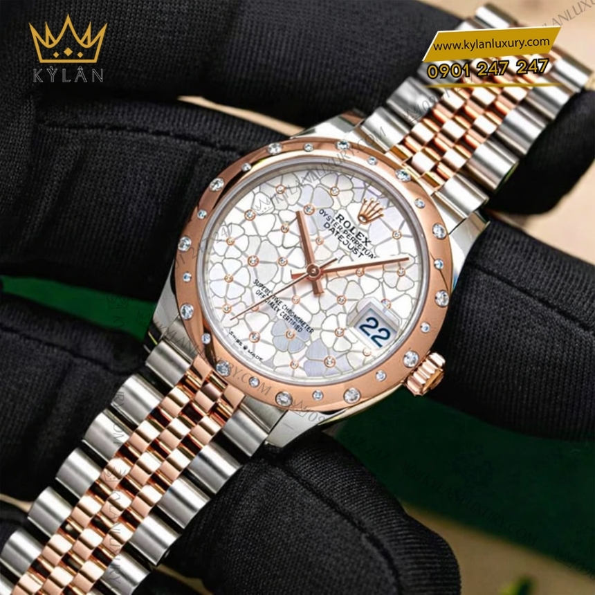 Kỳ Lân Luxury rolex datejust 31 278341rbr 0032 mat so hoa 8 Đồng hồ Rolex Datejust 31 mặt số hoa 278341RBR-0032