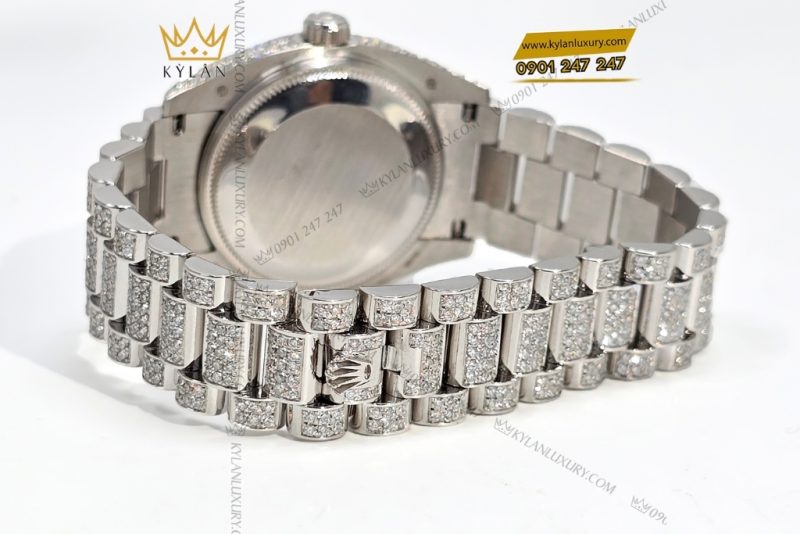 Đồng hồ Rolex Datejust 31 vàng trắng custom kim cương & đá quý rainbow