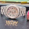 Đồng hồ Rolex Datejust 31 vàng trắng custom kim cương & đá quý rainbow